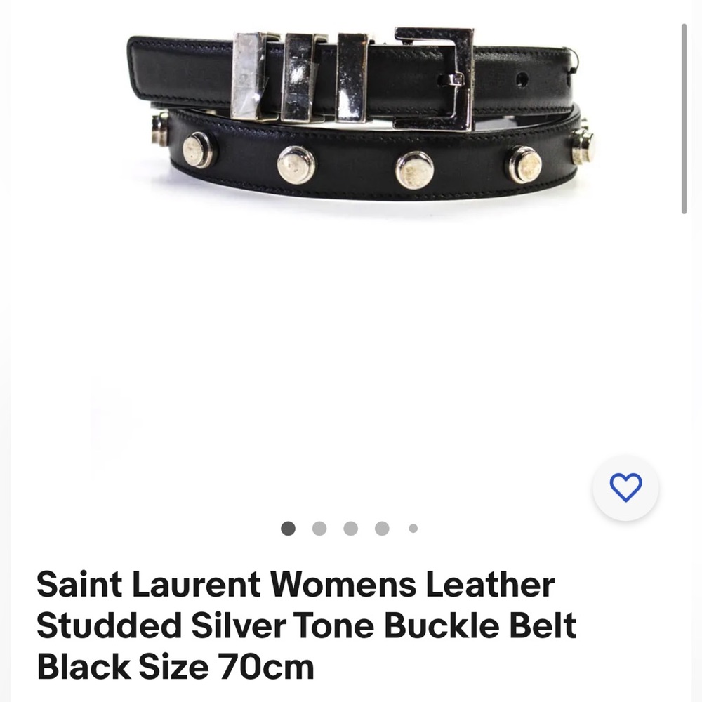 SAINT LAURENT MEN’S CLOUS MONET BLACK LEATHER BELT SILVER STUDS XL SZ 95 - Picture 14 of 14